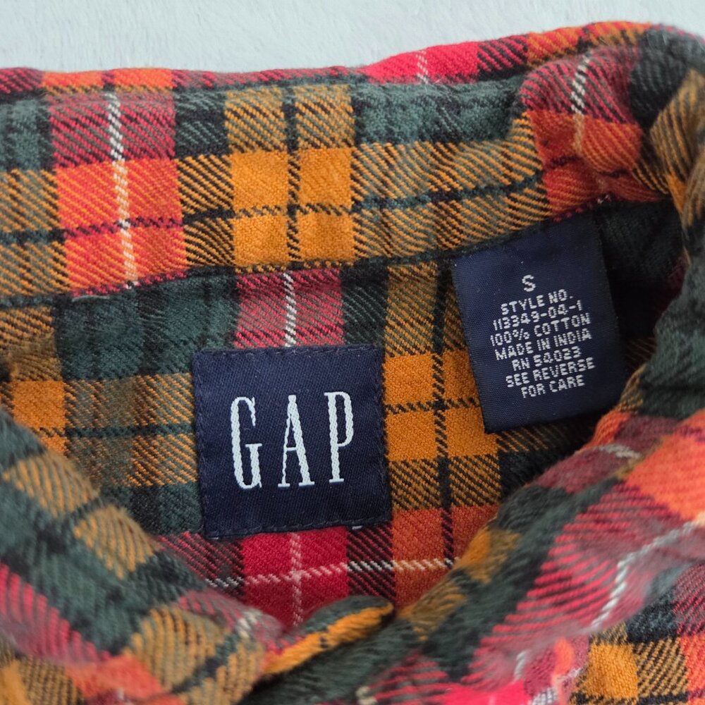 Vintage 90s Gap Plaid Flannel Men's Small Red Multi Button Down Shirt Grunge - Picture 5 of 11